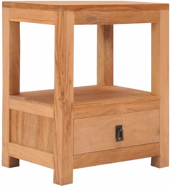 Berkfield Home Solid Teak Wood Bedside Cabinet in Brown, W/D/H: 40 x 30 x 50 cm – 1