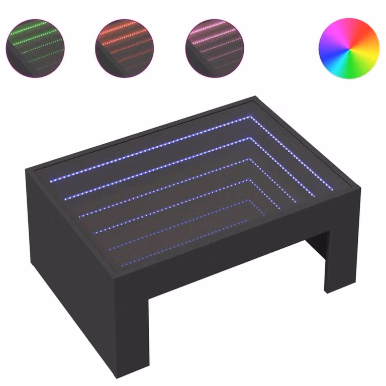 Berkfield Home Infinity LED Decorative Coffee Table in Black, W: 70 cm, D: 50 cm, H: 30 cm