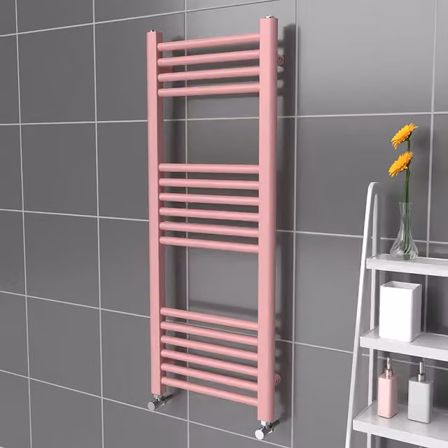 Lux Heat Steel Towel Radiator in Pink, W: 40 cm, H: 100 cm