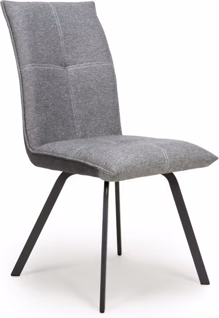 Shankar Modern Grey Fabric and Rubberwood Dining Chairs in Black