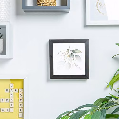 Nicola Spring Pack of 5 Black 3D Shadow Box Photo Frames, Square, W/H: 15.24 x 15.24 cm – 2