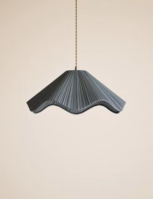 M&S Blue Wave Pleated Fabric Easy Fit Ceiling Lamp Shade