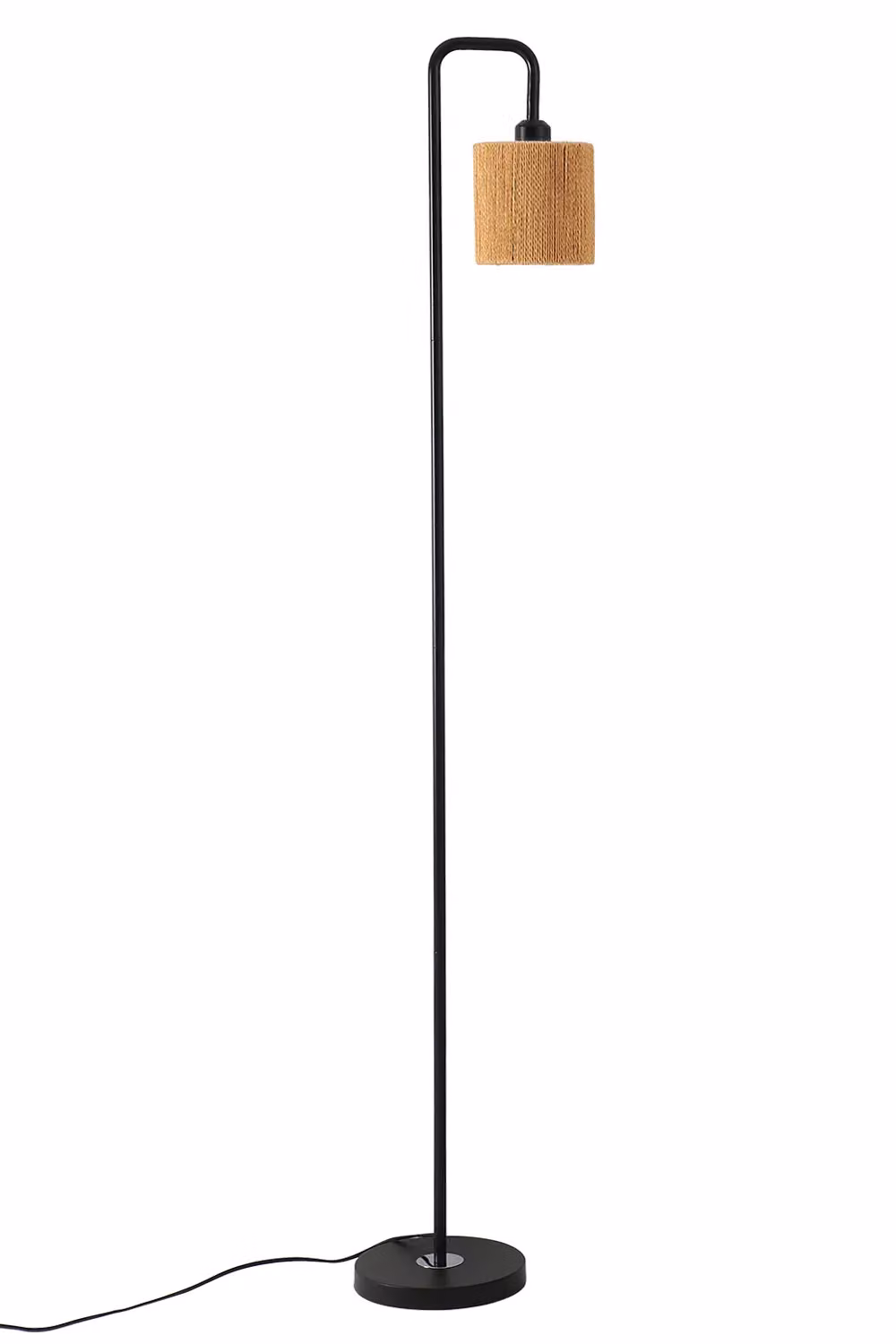 Living and Home Modern Cylindrical Rope Floor Lamp in Black and Multicolour – 3