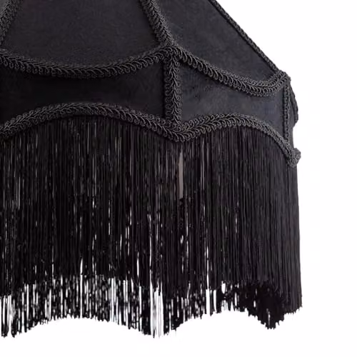K LIVING Black Velvet Tassel Lamp Shade, Round Classic Design, Diameter: 25.4 cm – 2