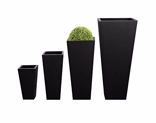 Primrose Black Flared Tapered Outdoor Planter Galvanised Steel Tub H: 90 cm, W: 40 cm – 5