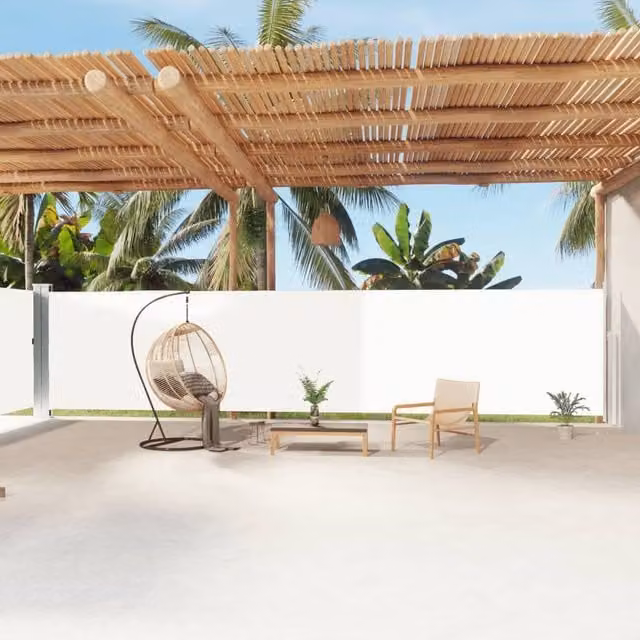 Berkfield Home Retractable Side Awning in Beige Polyester, W/H: 1200 x 180 cm