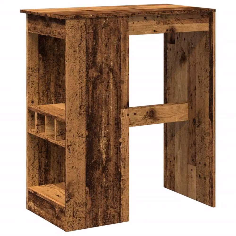 Berkfield Home Bar Table with Racks in Brown Old Wood, W/D/H: 90 x 47.5 x 103.5 cm – 2