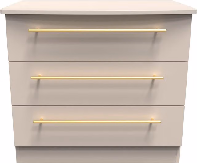 Helmsley 3 Drawer Chest in Taupe Beige, Ready Assembled