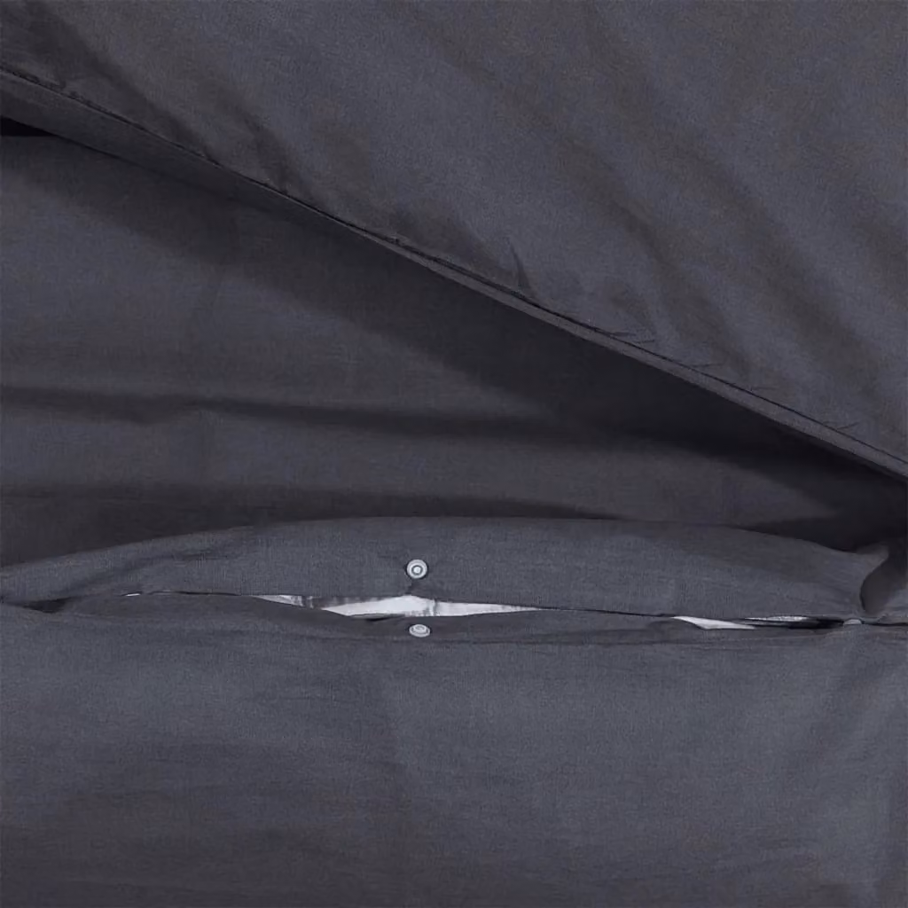 Berkfield Home Cotton Duvet Cover and Pillowcase Set, Black, W: 140 cm, L: 200 cm – 4