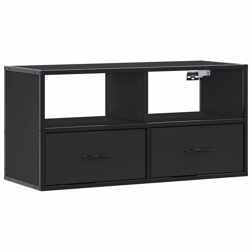 Berkfield Home Modern Black TV Cabinet in MDF and Metal, W/D/H: 80 x 31 x 39.5 cm – 3