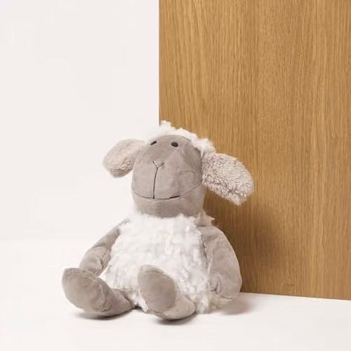 Homescapes Soft Sheep Door Stops, Set of 2, White and Brown, H 28 cm x W 20 cm x D 19 cm – 2