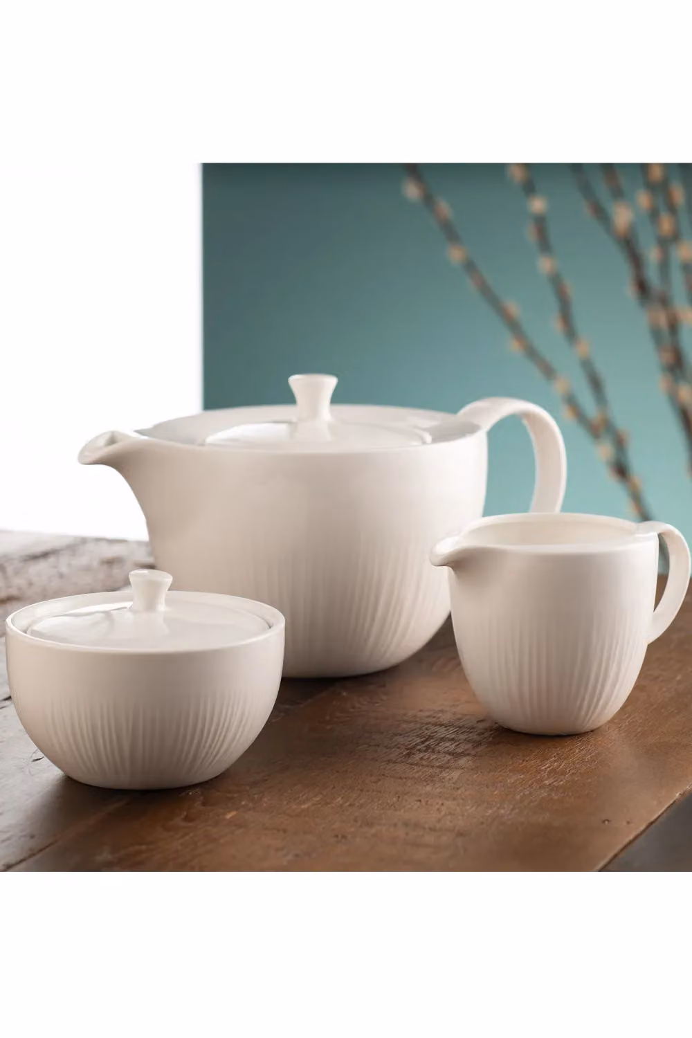 Belleek Living Erne White Striped Porcelain Tea Service – 2