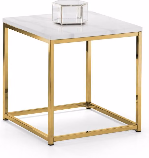 Cheshire Valenza Lamp Table in White Marble and Gold