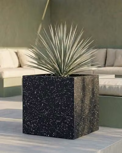 IDEALIST Black Terrazzo Reinforced Stone Plant Pot, 40 cm, 65 L