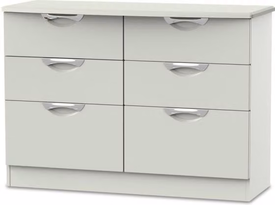 ASC Corsica 6 Drawer Midi Chest of Drawers in White and Silver