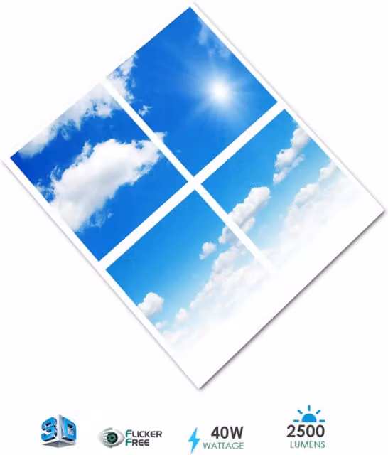 EnerJ Smart Sky Cloud 2D LED Recessed Panel Set, White, W: 60 cm, H: 60 cm, 40W (4 pcs)