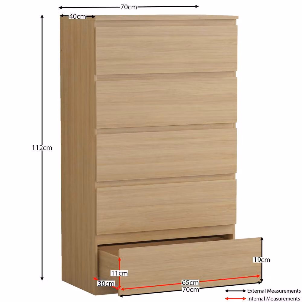 HD Designs Denver 5 Drawer Chest of Drawers in Brown – 2