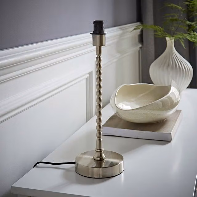 ValueLights Maeve Bobble Stem Table Lamp Base in Brushed Chrome Metal