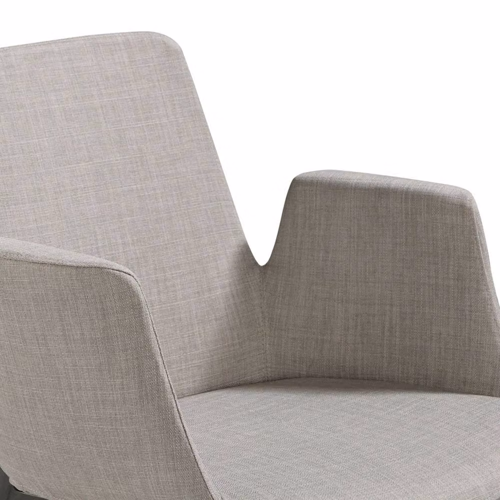 Angel Cerda Grey Fabric Dining Chair with Armrests and Black Metal Legs – 3