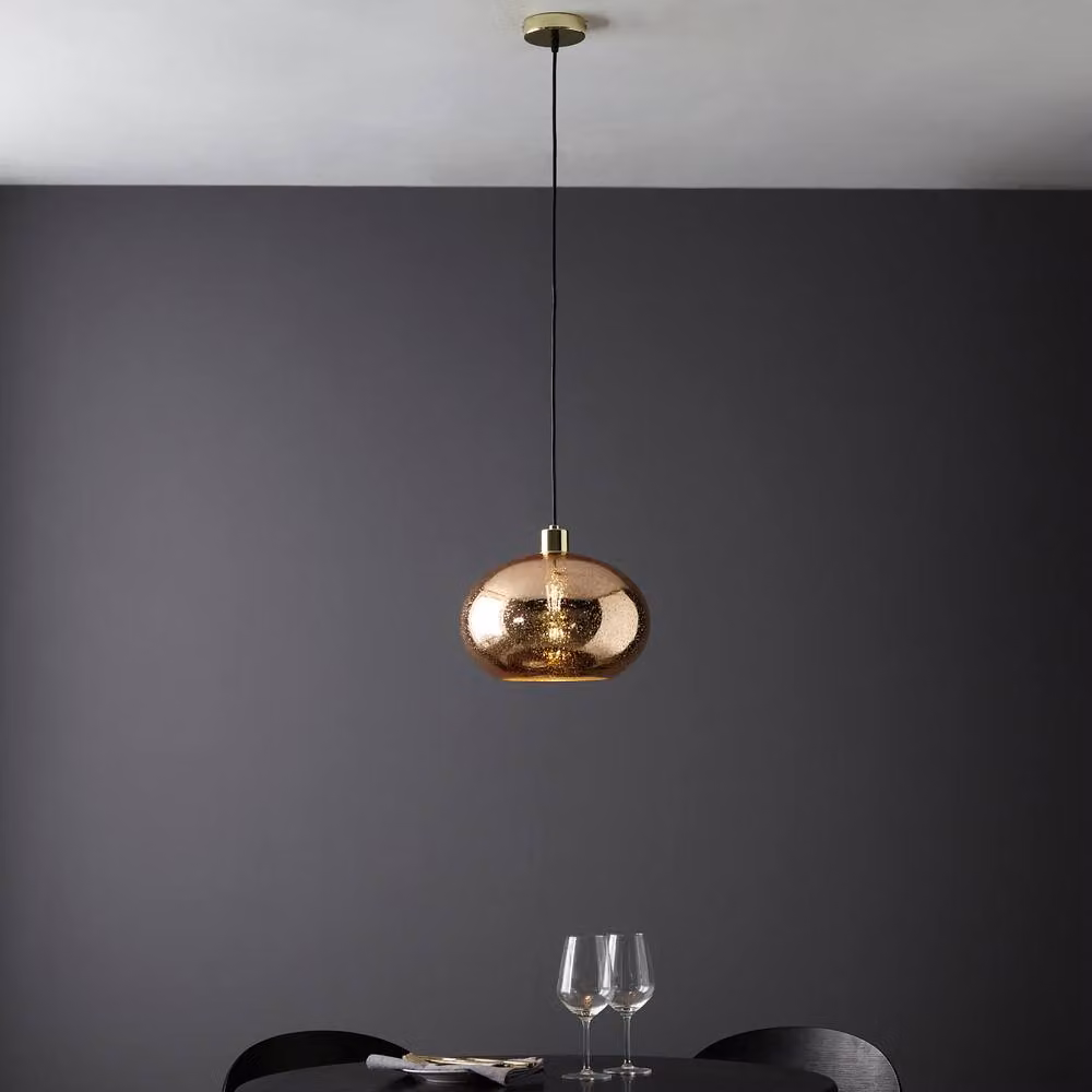 First Choice Lighting Candra Gold Bubbled Mercury Glass Pendant Light – 3