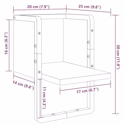 vidaXL Wall Shelf with Hanging Rod in Grey Sonoma, W/D/H: 20 x 25 x 30 cm – 3