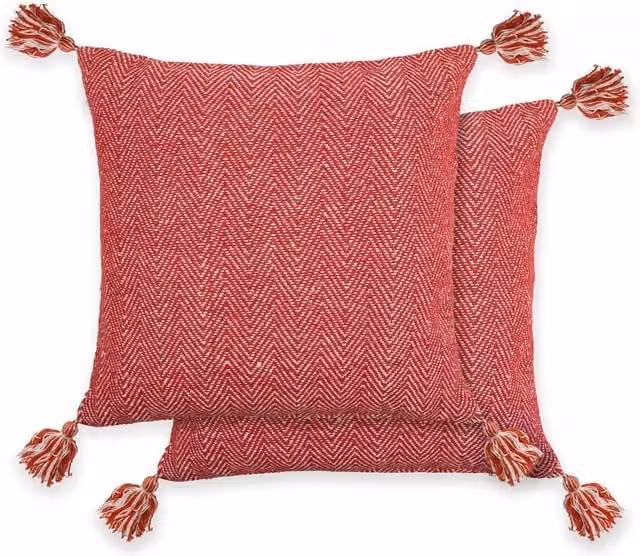 NewEdgeBlinds Red Cotton Square Herringbone Cushion Cover