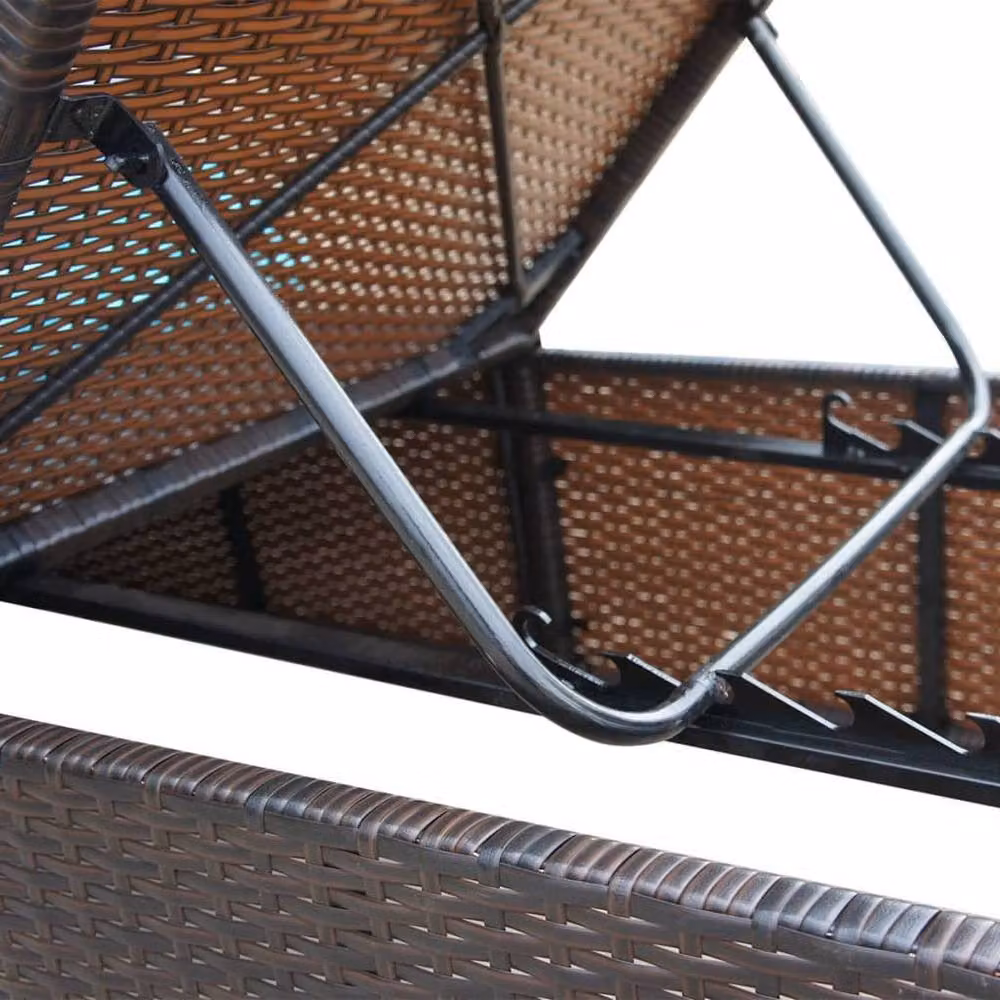 Berkfield Home Brown Poly Rattan Sun Lounger with Cream White Weatherproof Cushion – 4