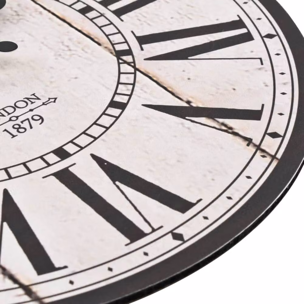 Berkfield Home Vintage Round Analog Wall Clock in White, Diameter: 30 cm – 5