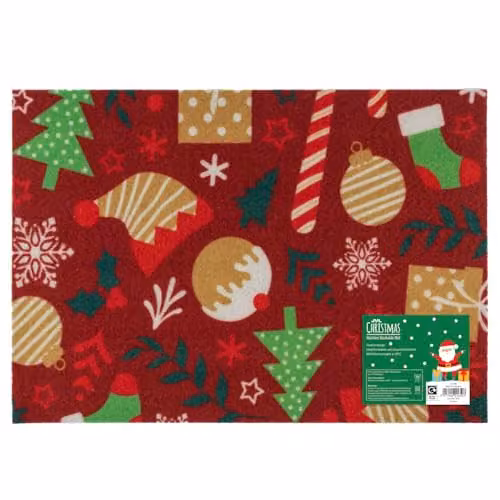JVL Candy Lane Christmas Festive Machine Washable Non-Slip Entrance Doormat, W: 40 cm, D: 57 cm