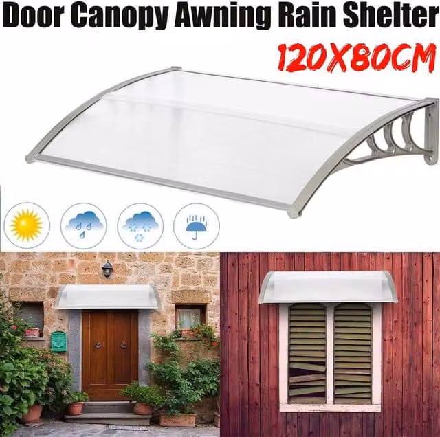 EONLION Clear Door Canopy Awning Shelter, W/D: 120 x 80 cm – 1