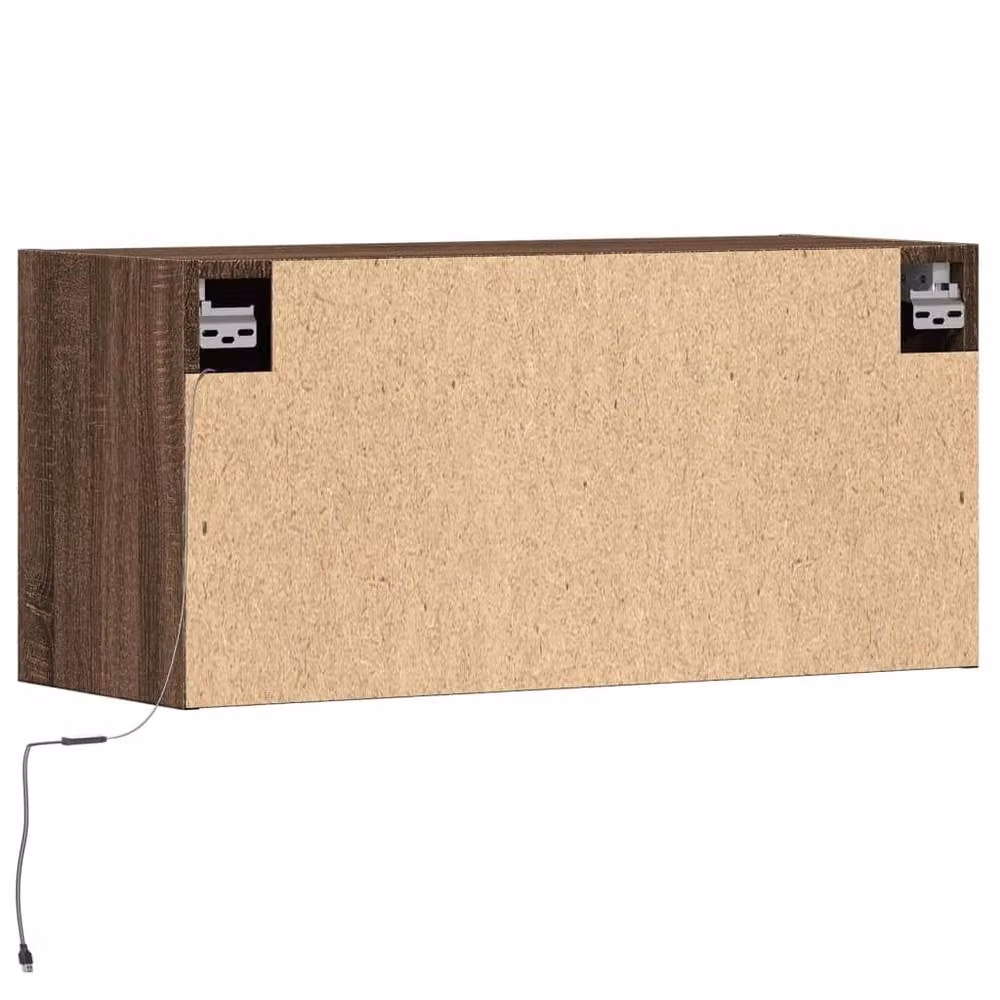 Berkfield Home Modern TV Wall Cabinet with LED Lights in Brown Oak, W/D/H: 80 x 31 x 35 cm – 7