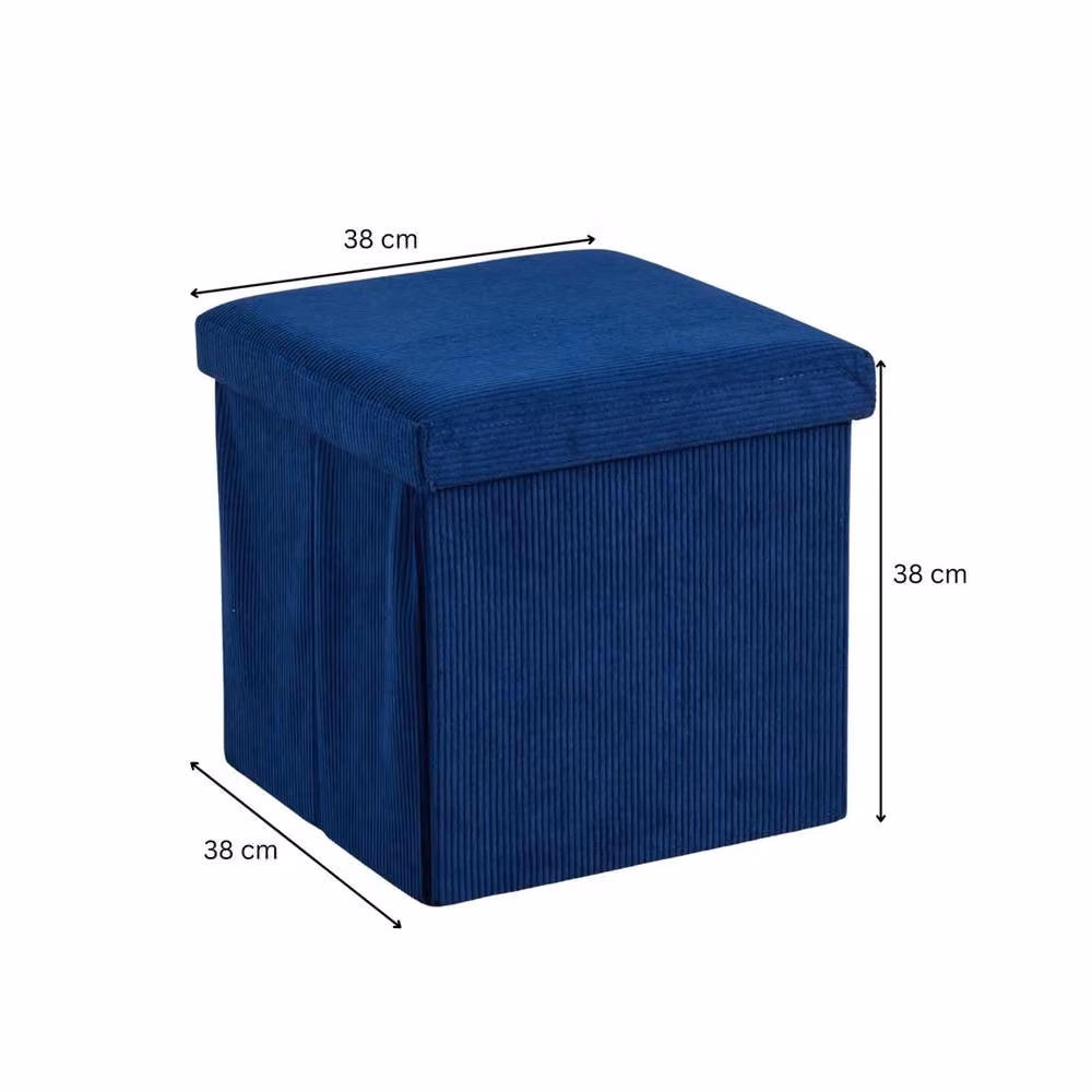 FORGEVIO Folding Ottoman Chest in Blue Fabric Square Storage Box – 2