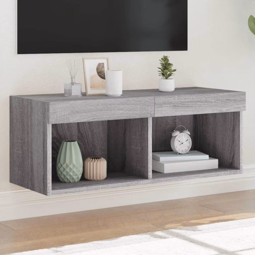 Berkfield Home Modern TV Cabinet with LED Lights in Grey Sonoma, W/D/H: 80 x 30 x 30 cm – 2