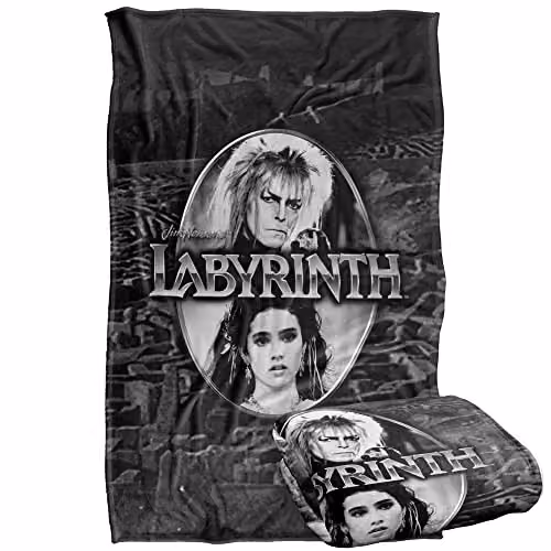 LOGOVISION Jim Henson Labyrinth Silver Portrait Maze Super Soft Fleece Throw Blanket, W/D/H: 91 x 147 cm