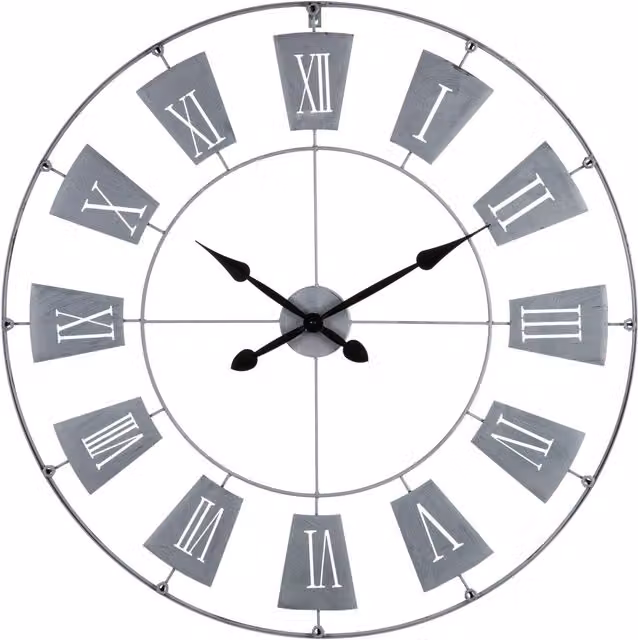 Orsina Grey Metal Large Round Silent Wall Clock, Diameter: 90 cm