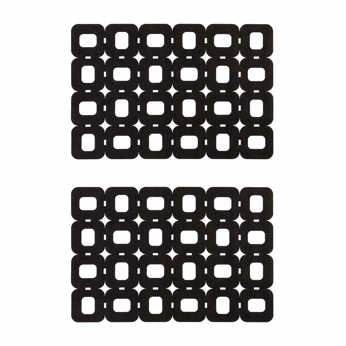 Orsina Set of 2 Black Felt Block Design Rectangular Placemats – 3