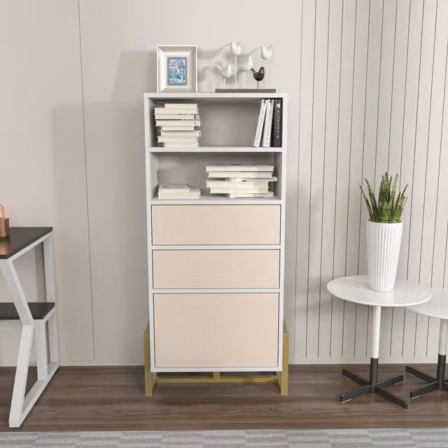 Decorotika Utopia Bookshelf in White and Beige
