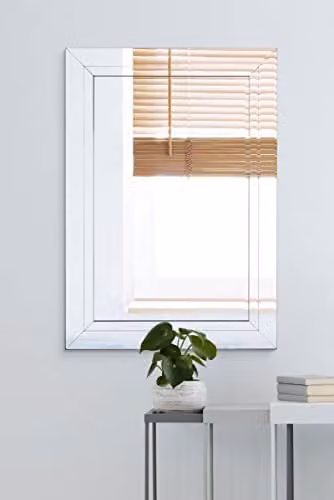 MirrorOutlet Modern Rectangular Glass Wall Mirror in Silver, W: 100 cm, H: 70 cm