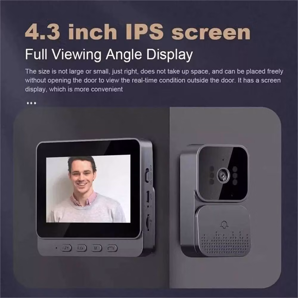 Nordara Wireless WiFi Video Intercom Doorbell with 4.3 inch Screen, Black, W: 40.0 cm x H: 10.0 cm – 4