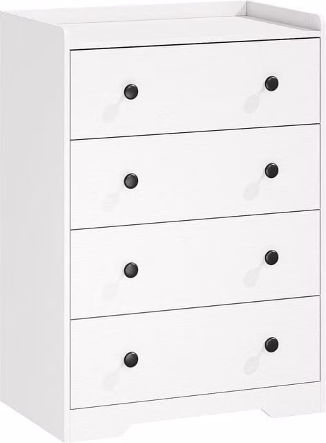 HOMCOM 4 Drawer Chest of Drawers, Modern White Wood Effect Dresser for Bedroom or Living Room