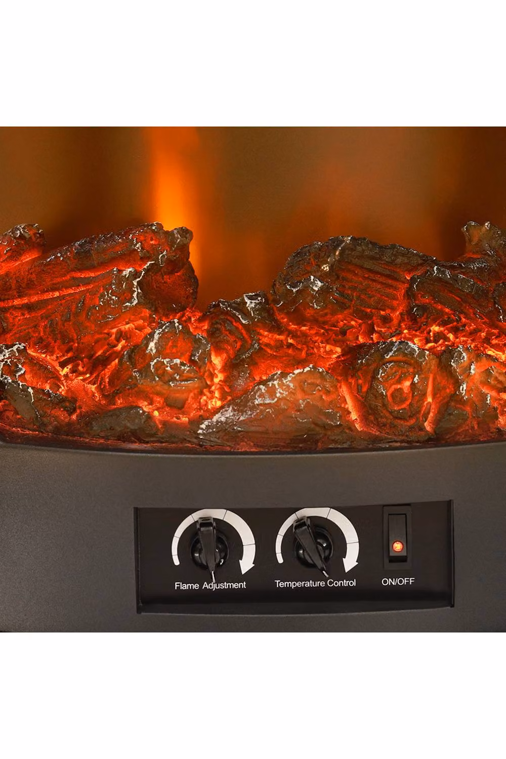 Living and Home 24 Inch Freestanding Electric Fireplace Stove Heater with Log Set in Black – 6
