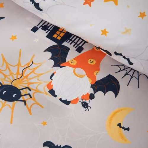 Catherine Lansfield Halloween Gonks Reversible Microfibre Double Duvet Cover Set and Pillowcases in Natural/Beige, Duvet Cover: 200 x 200 cm, Pillowcase: 50 x 75 cm – 2