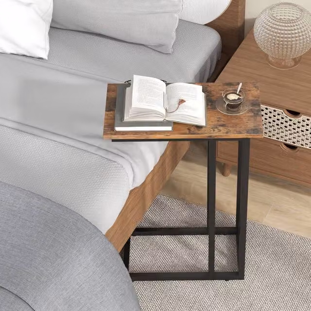 Costway C-Shaped Side Table in Brown