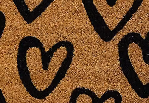 Esselle Astley Hand-Drawn Hearts Coir Doormat, Brown and Beige, W/D/H: 120 x 40 x 1 cm – 5