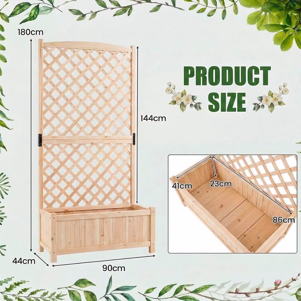 SPETLEK Wooden Freestanding Raised Garden Bed and Privacy Screen in Brown and Sand, W/D/H: 180 x 90 x 41 cm – 2