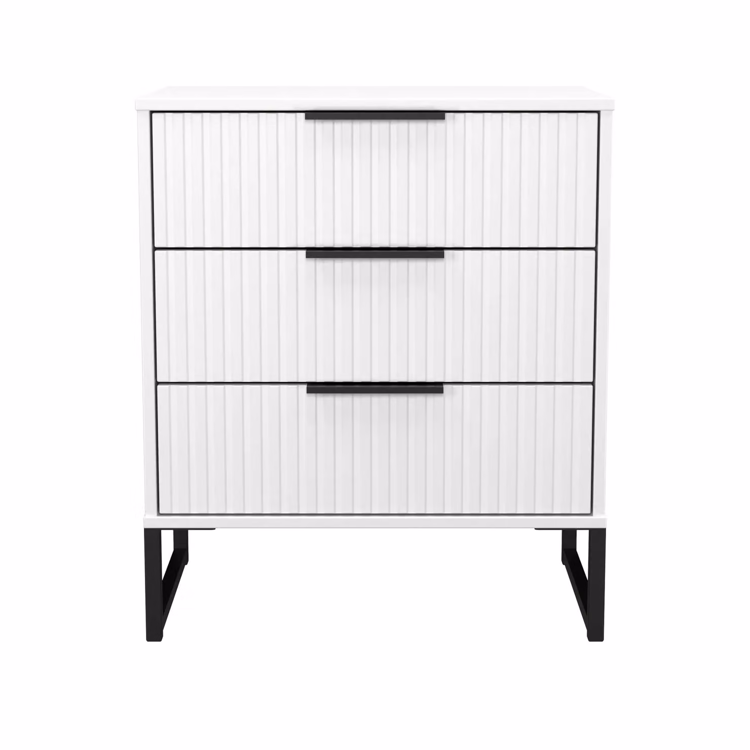 Ready Assembled 2 U Menai 3 Drawer Chest in White and Black with Matt Striped Finish – 2