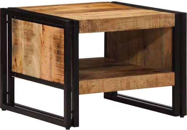 Berkfield Home Rustic Mango Wood Coffee Table, Brown, W/D/H: 50 x 50 x 38 cm