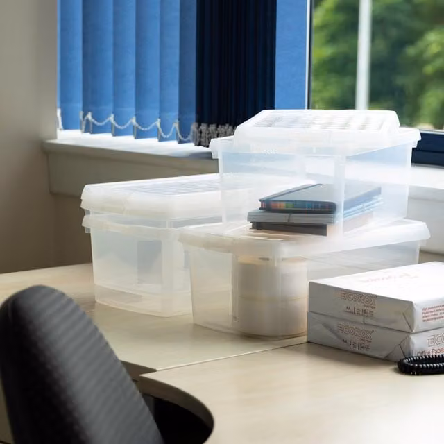 Wham Set of 5 Transparent Rectangular Plastic Storage Boxes with Lids, 10.5 l Each