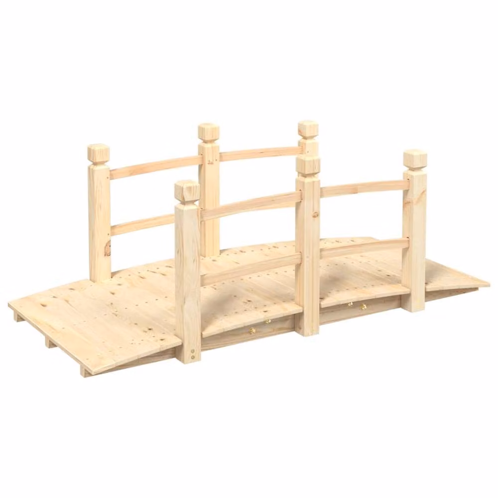 Berkfield Home Durable Garden Bridge with Railings in Light Tan Spruce Wood, W/D/H: 150 x 67 x 56 cm – 2