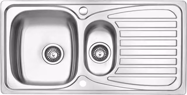 JASSFERRY Stainless Steel 1.5 Bowl Inset Kitchen Sink with Reversible Drainer in Silver – 1